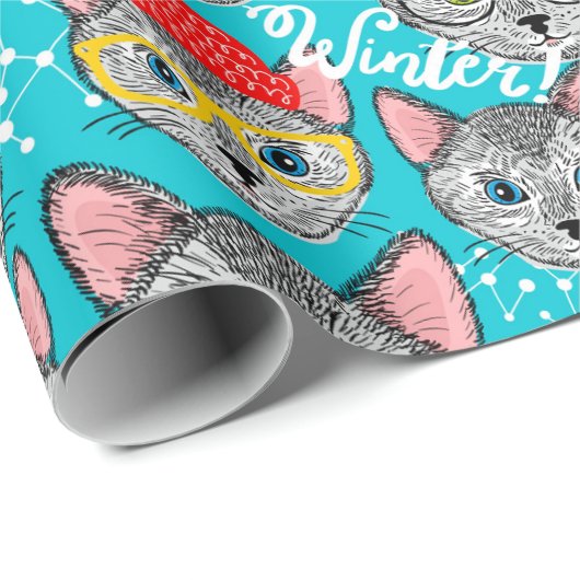 Katze im Hut Geschenkpapier (Rolleneckpunkt)