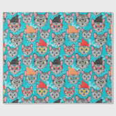 Katze im Hut Geschenkpapier (Flach)