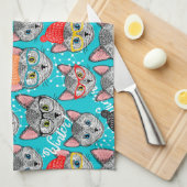 Katze im Hut Geschirrtuch (Viertel Falte)