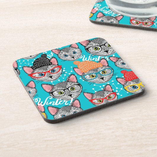 Katze im Hut Getränkeuntersetzer (Linke Seite)