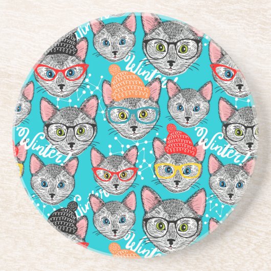 Katze im Hut Getränkeuntersetzer (Vorne)