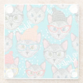 Katze im Hut Glasuntersetzer (Rückseite)