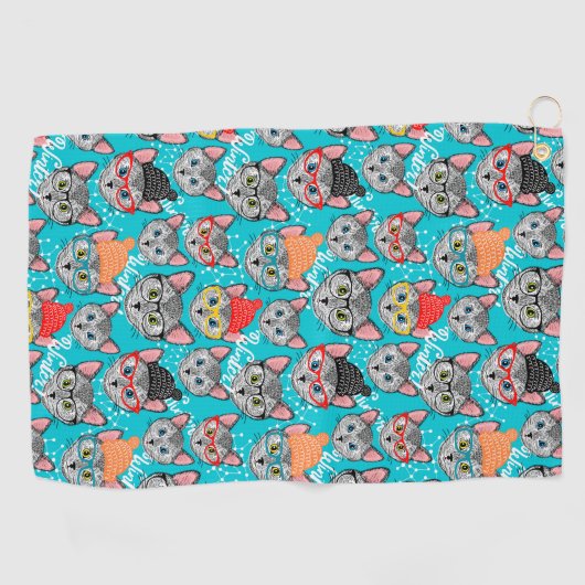 Katze im Hut Golfhandtuch (Horizontal)