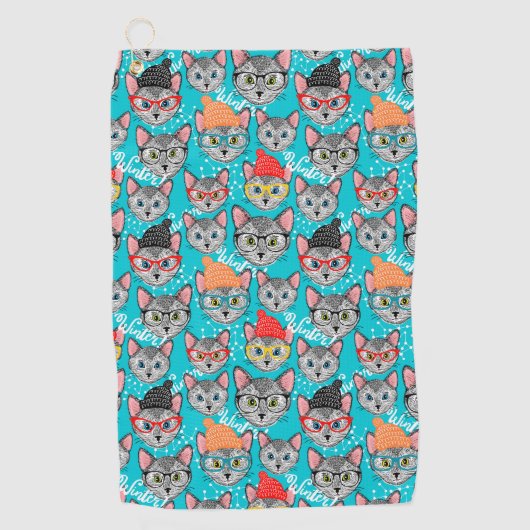 Katze im Hut Golfhandtuch (Vorderseite)