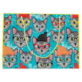 Katze im Hut Große Geschenktüte (Rückseite)