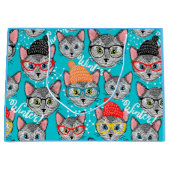 Katze im Hut Große Geschenktüte (Vorderseite)