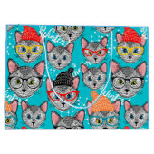 Katze im Hut Große Geschenktüte (Rückseite)