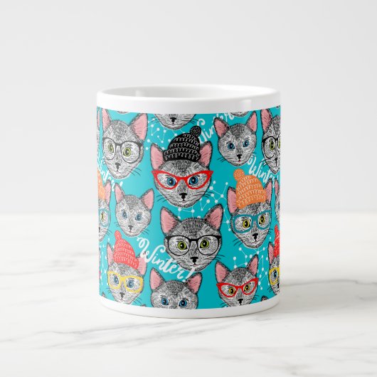 Katze im Hut Jumbo-Tasse (Vorderseite)