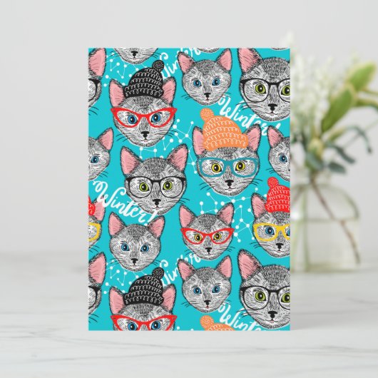 Katze im Hut Karte (Stehend Vorderseite)