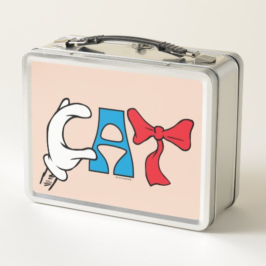 Katze im Hut | Katzentext Metall Brotdose (Rückseite)