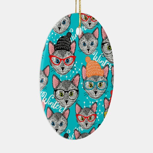 Katze im Hut Keramik Ornament (Rechts)