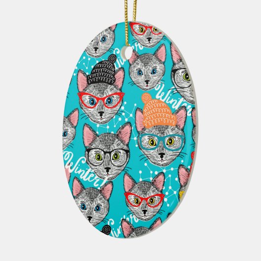 Katze im Hut Keramik Ornament (Links)