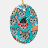 Katze im Hut Keramik Ornament (Hinten)