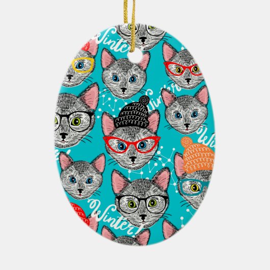 Katze im Hut Keramik Ornament (Hinten)