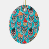 Katze im Hut Keramik Ornament (Rechts)