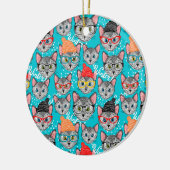 Katze im Hut Keramik Ornament (Links)