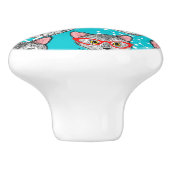 Katze im Hut Keramikknauf (Seitenansicht)