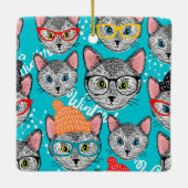 Katze im Hut Keramikornament (Rückseite)