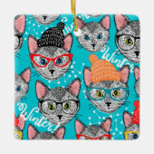 Katze im Hut Keramikornament (Vorderseite)