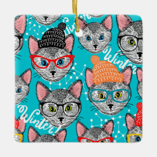 Katze im Hut Keramikornament