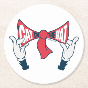 Katze im Hut   Krawatte zum Zeichenketten von Katz Runder Pappuntersetzer