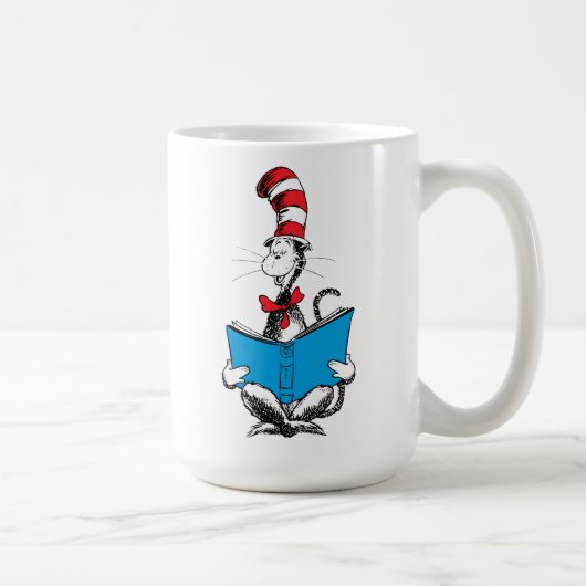 Katze im Hut liest Kaffeetasse (Rechts)