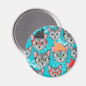 Katze im Hut Magnet (Vorderseite/Rückseite)