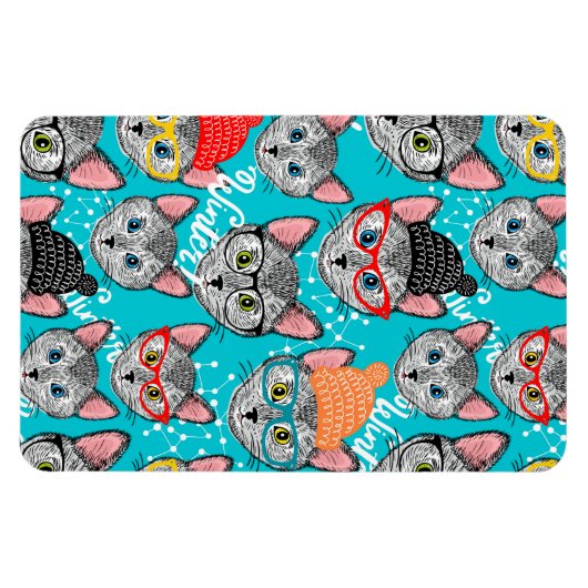 Katze im Hut Magnet (Horizontal)