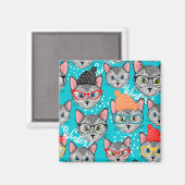 Katze im Hut Magnet (Vorderseite/Rückseite)