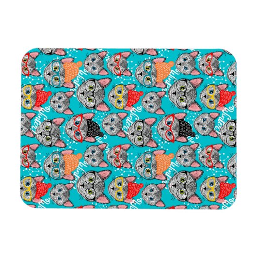 Katze im Hut Magnet (Horizontal)