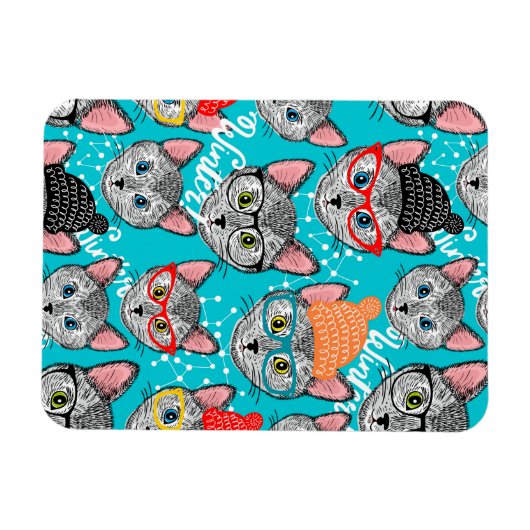 Katze im Hut Magnet (Horizontal)