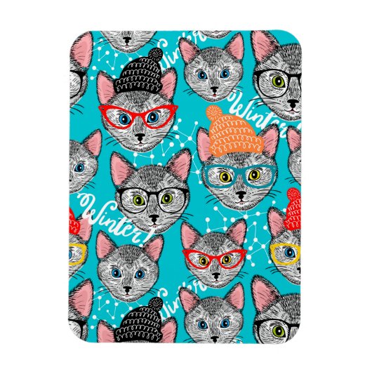 Katze im Hut Magnet (Vertikal)