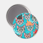 Katze im Hut Magnet (Vorderseite/Rückseite)