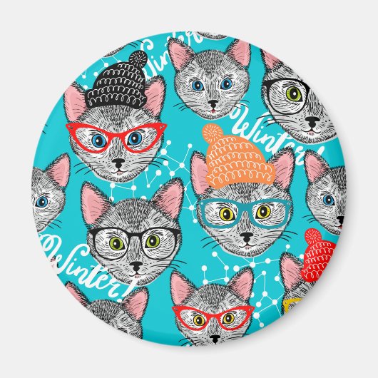 Katze im Hut Magnet (Vorne)