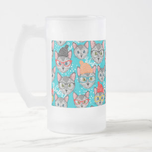Katze im Hut Mattglas Bierglas