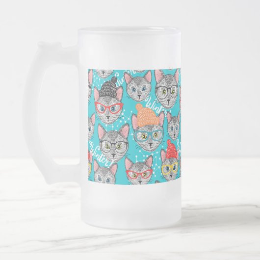 Katze im Hut Mattglas Bierglas (Links)