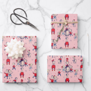 Katze im Hut   mit Kindermuster Geschenkpapier Set