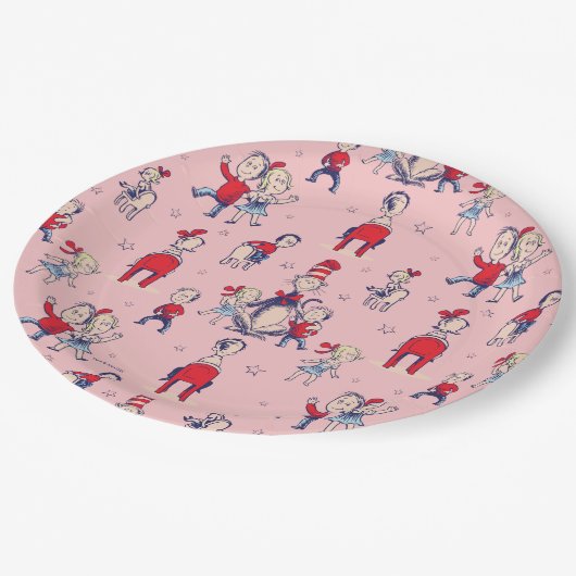 Katze im Hut | mit Kindermuster Pappteller (Schrägansicht)