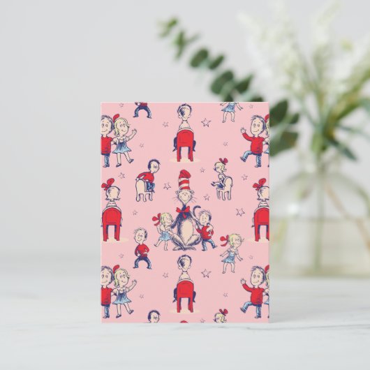 Katze im Hut | mit Kindermuster Postkarte (Stehend Vorderseite)