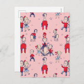 Katze im Hut | mit Kindermuster Postkarte (Vorne/Hinten)