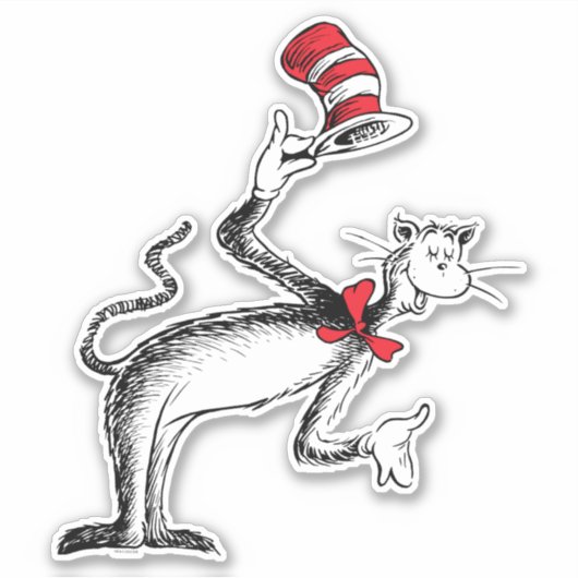 Katze im Hut nimmt einen Bow Aufkleber (Vorderseite)