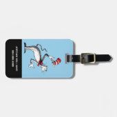 Katze im Hut nimmt einen Bow Gepäckanhänger (Vorderseite horizontal)