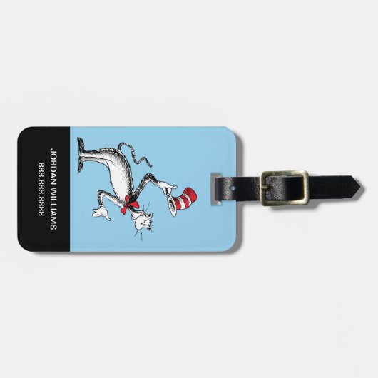 Katze im Hut nimmt einen Bow Gepäckanhänger (Vorderseite horizontal)