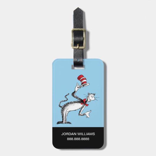 Katze im Hut nimmt einen Bow Gepäckanhänger (Vorderseite vertikal)