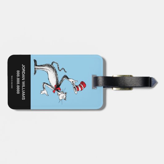 Katze im Hut nimmt einen Bow Gepäckanhänger (Rückseite horizontal)