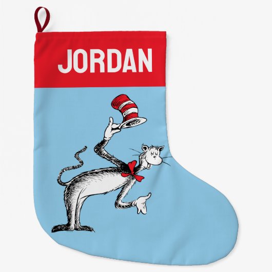 Katze im Hut nimmt einen Bow Großer Weihnachtsstrumpf (Vorderseite)