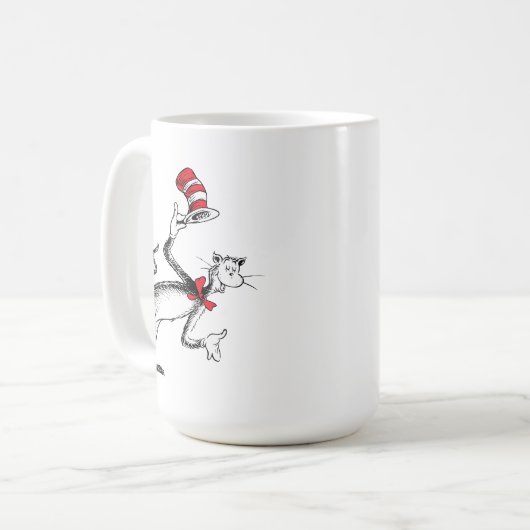 Katze im Hut nimmt einen Bow Kaffeetasse (Vorderseite Links)