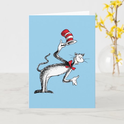 Katze im Hut nimmt einen Bow Karte (Gelbe Blume)