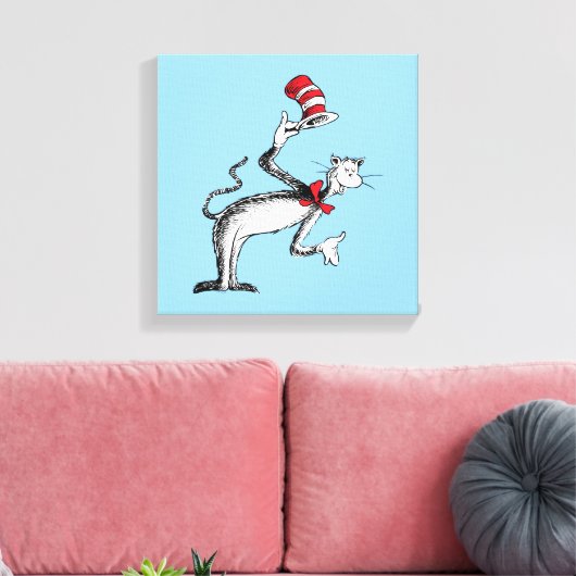 Katze im Hut nimmt einen Bow Leinwanddruck (Insitu (Wohnzimmer))