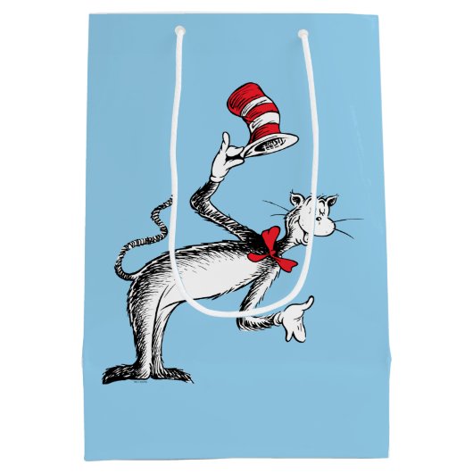 Katze im Hut nimmt einen Bow Mittlere Geschenktüte (Rückseite)